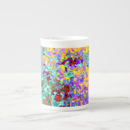 Vibrant Abstract Art Mug – Turquoise Yellow Magent Benporslin Mugg