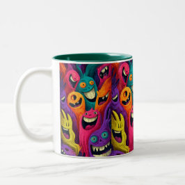 Vibrant Abstract Cartoon Creature Mug Två-Tonad Mugg