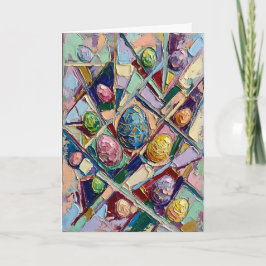 Vibrant Abstract Easter Egg Impasto Oil Painting Helgkort