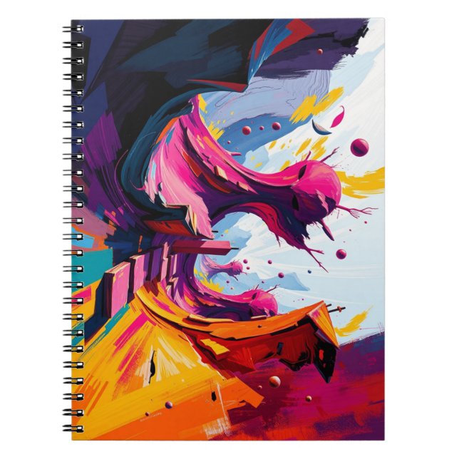 Vibrant Abstract Fantasy Landscape Anteckningsbok (Framsidan)