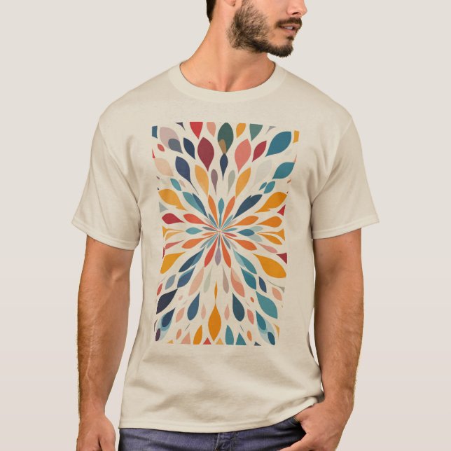 Vibrant Abstract Floral Burst Pattern  T Shirt (Framsida)