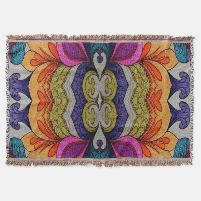 Vibrant Abstract Floral Fusion Pattern Filt (Framsidan)