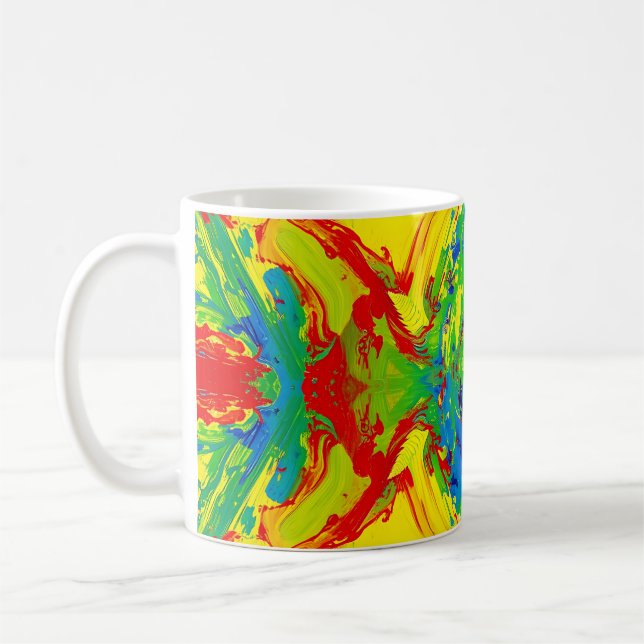 Vibrant Abstract Paint Splash Mug – Bold Artistic Kaffemugg (Vänster)