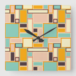 Vibrant abstract pattern with rectangles fyrkantig klocka