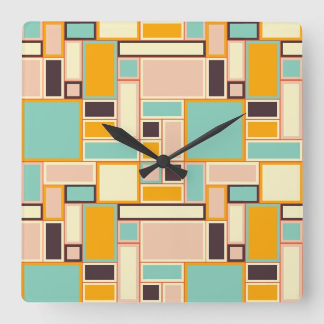 Vibrant abstract pattern with rectangles fyrkantig klocka (Framsida)