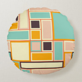 Vibrant abstract pattern with rectangles rund kudde