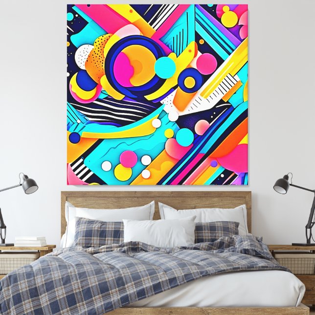 Vibrant Abstract Pop Art Canvastryck (Insitu (sovrum))