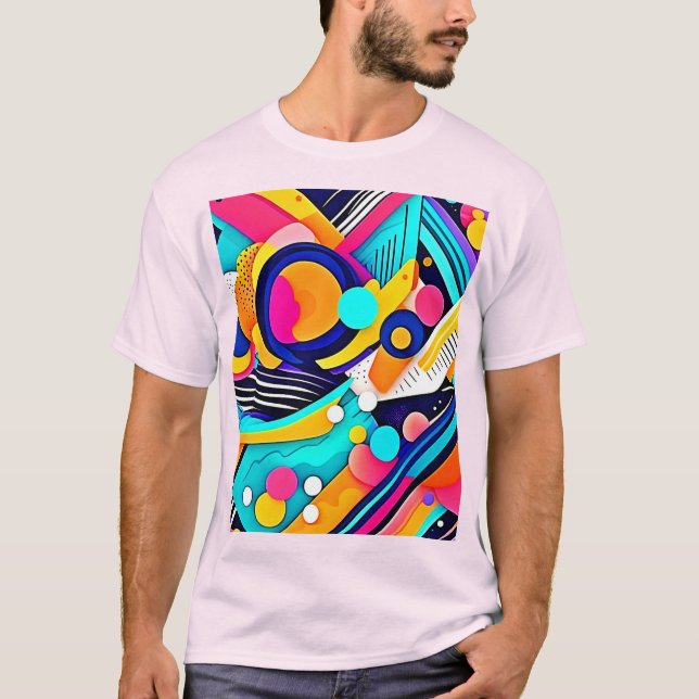 Vibrant Abstract Pop Art T Shirt (Framsida)