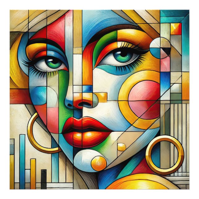 Vibrant Abstract Portrait women  Fototryck (Framsidan)