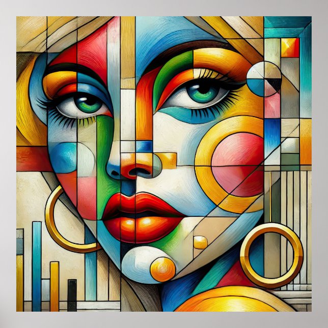 Vibrant Abstract Portrait women  Poster (Framsidan)
