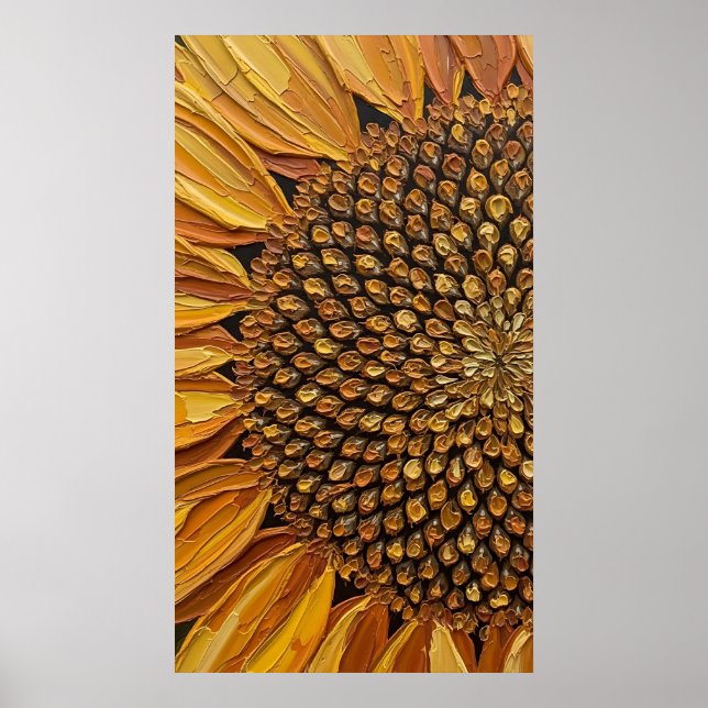 Vibrant Abstract Sunflower Impasto Poster (Framsidan)