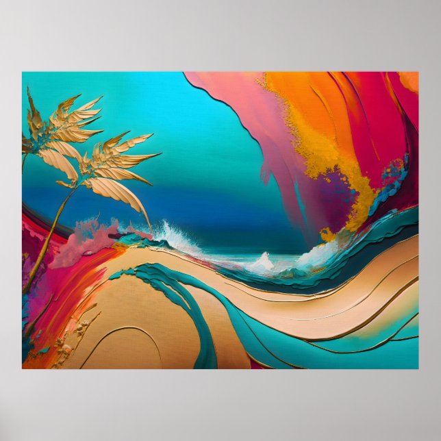 Vibrant Abstract Tropical Beach Scene Poster (Framsidan)