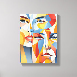 Vibrant abstrakt ansikte canvastryck