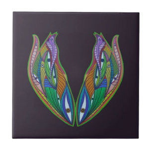 Vibrant Abstrakt Artwork- Visionary Psychedelic Kakelplatta