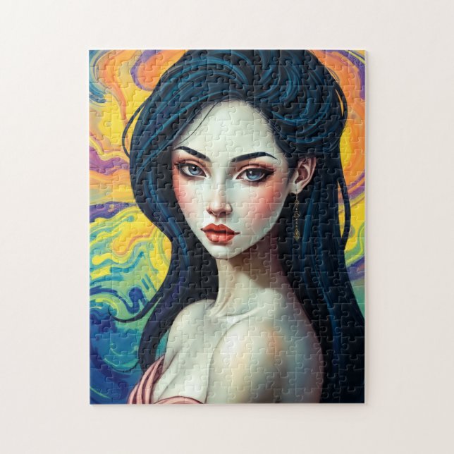 Vibrant Abstrakt Beauty Porträtt Pussel (Vertikal)