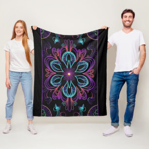 Vibrant Abstrakt Blommigt Fleecefilt