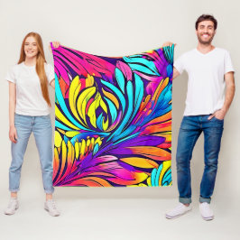 Vibrant Abstrakt Blommigt Fleecefilt