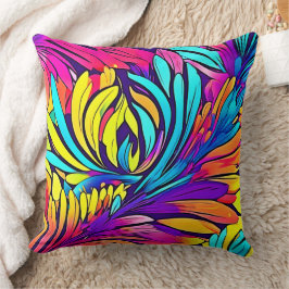 Vibrant Abstrakt Blommigt Kudde