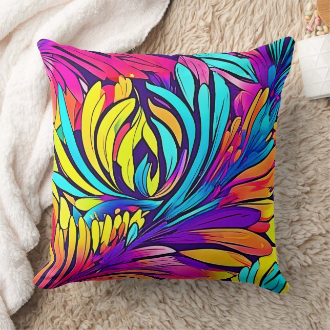 Vibrant Abstrakt Blommigt Kudde (Filt)