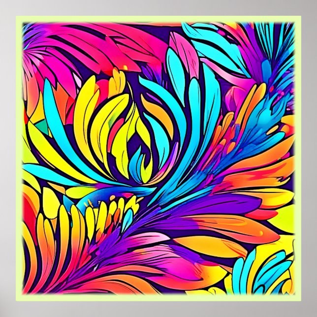 Vibrant Abstrakt Blommigt Poster (Framsidan)