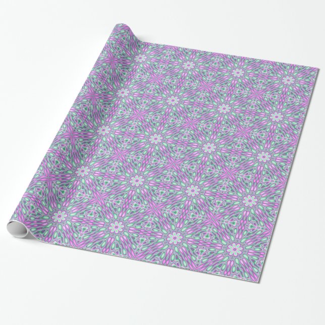 Vibrant Abstrakt Blommigt Presentpapper (Utrullad)