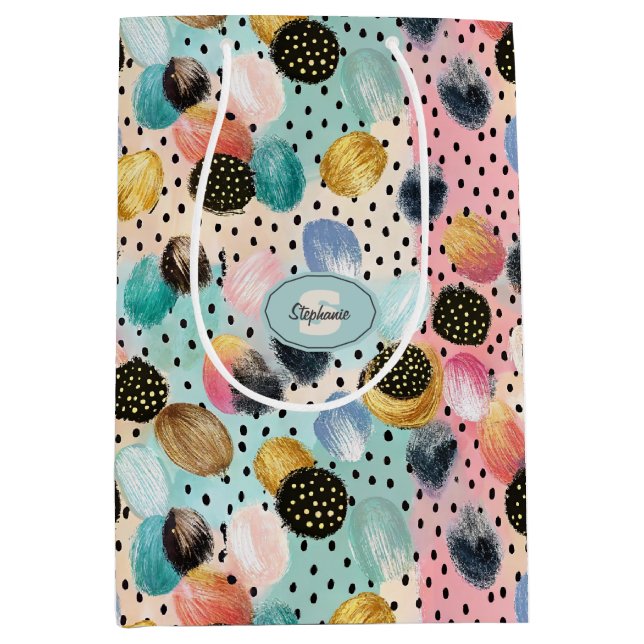 Vibrant Abstrakt Brushstroke & Polka Dot Mönster (Framsidan)