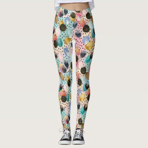 Vibrant Abstrakt Brushstroke & Polka Dot Mönster Leggings