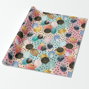 Vibrant Abstrakt Brushstroke & Polka Dot Mönster Presentpapper