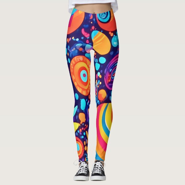 Vibrant Abstrakt Bubble Universe Leggings (Framsida)