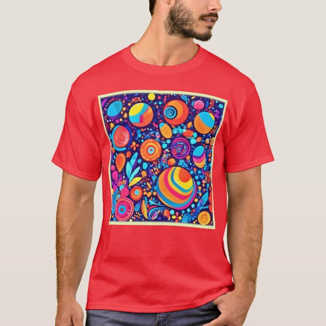 Vibrant Abstrakt Bubble Universe T Shirt (Framsida)