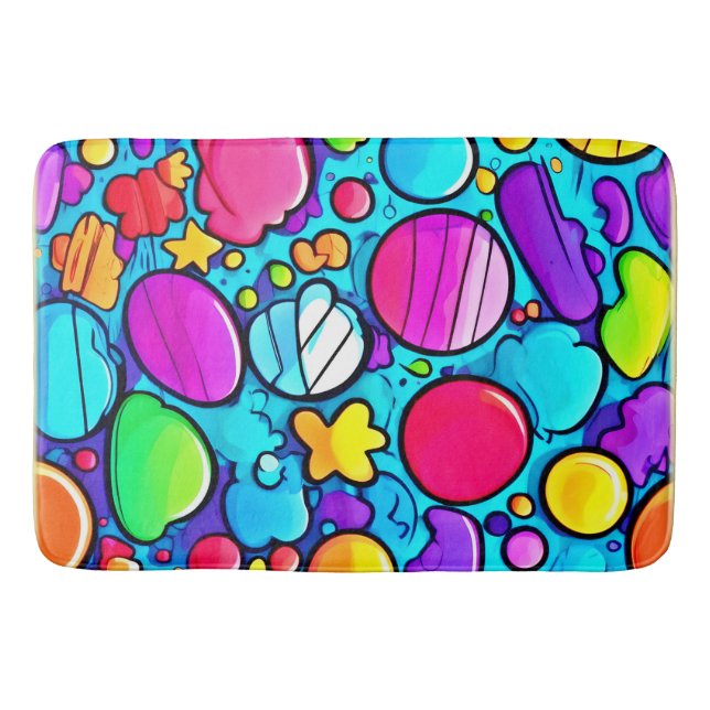 Vibrant Abstrakt Candyland Badrumsmatta (Framsidan)