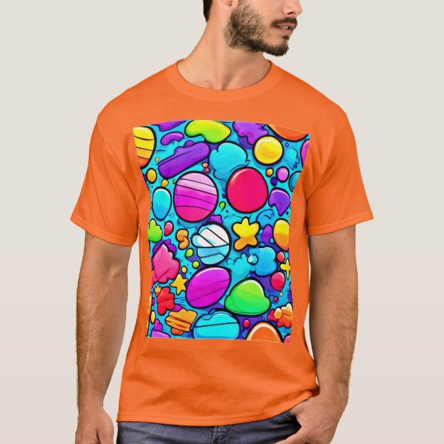 Vibrant Abstrakt Candyland T Shirt (Framsida)