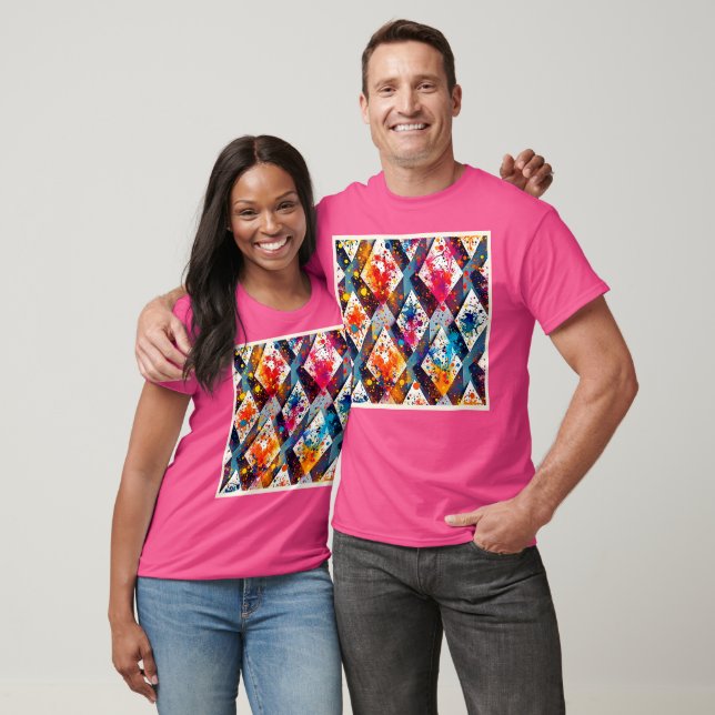 Vibrant Abstrakt Diamond Mönster T Shirt (Unisex)