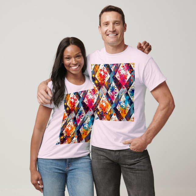 Vibrant Abstrakt Diamond Mönster T Shirt (Unisex)