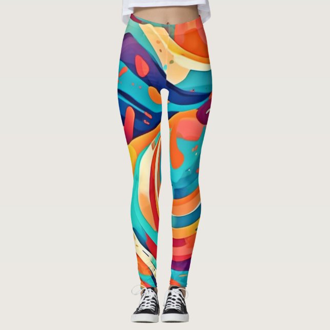 Vibrant Abstrakt Dreamscape Leggings (Framsida)