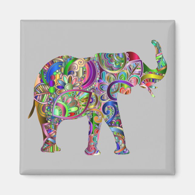 Vibrant Abstrakt Elephant Magnet (Framsidan)