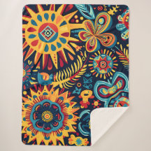 Vibrant Abstrakt Ethnic Huichol Tribal Mönster