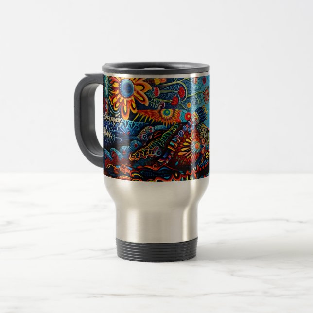 Vibrant Abstrakt Ethnic Huichol Tribal Mönster Resemugg (Framsida vänster)