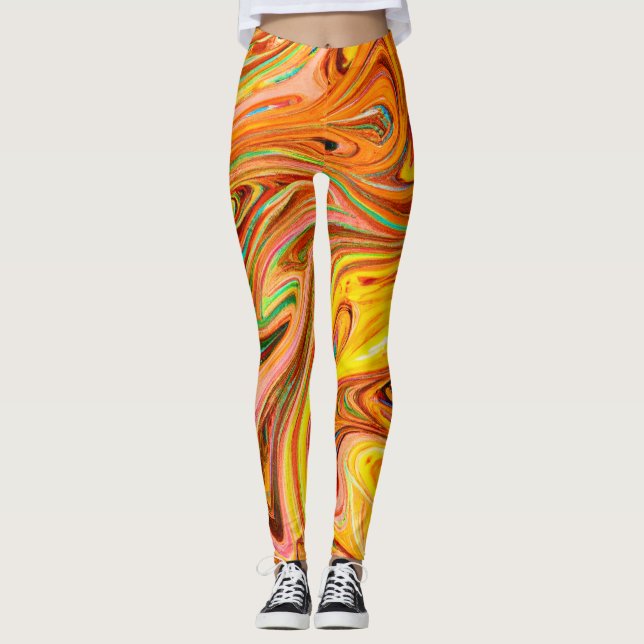 Vibrant Abstrakt Färg mönster Leggings (Framsida)