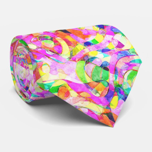 Vibrant Abstrakt Färg Stänk Necktie Slips (Rullad)