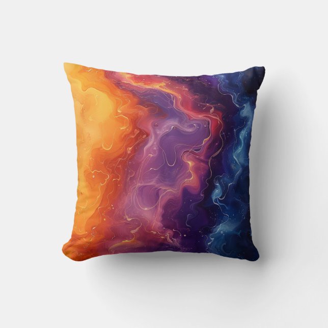 Vibrant Abstrakt Färg Swirl Dekorativ kudde (Framsida)