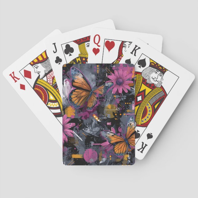 Vibrant Abstrakt Fjärilsflykt (4) Casinokort (Baksidan)