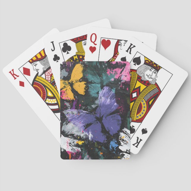 Vibrant Abstrakt Fjärilsflykt (7) Casinokort (Baksidan)