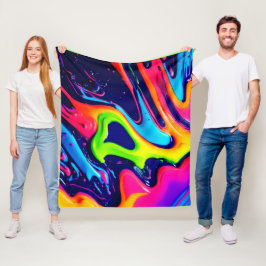 Vibrant Abstrakt Fluid Stänk Fleecefilt