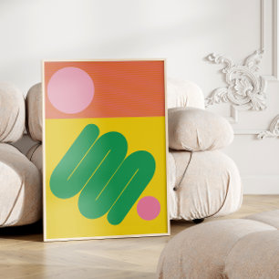 Vibrant Abstrakt Geometric Mid Century Aesthetic Poster