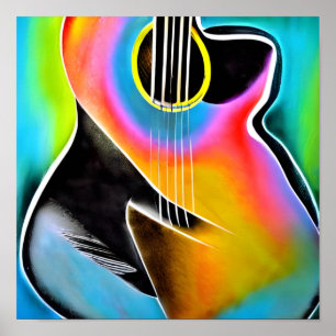 Vibrant Abstrakt Guitar Art Poster