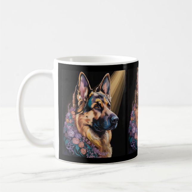 Vibrant Abstrakt Hund Porträtt Kaffemugg (Vänster)