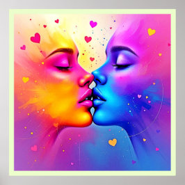 Vibrant Abstrakt Kiss Art Poster