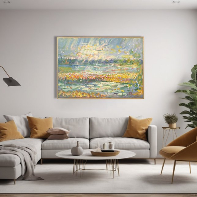 Vibrant Abstrakt - liggande - antagonist Canvastryck (Transform your space with this stunning impressionist-style abstract seaside landscape.)