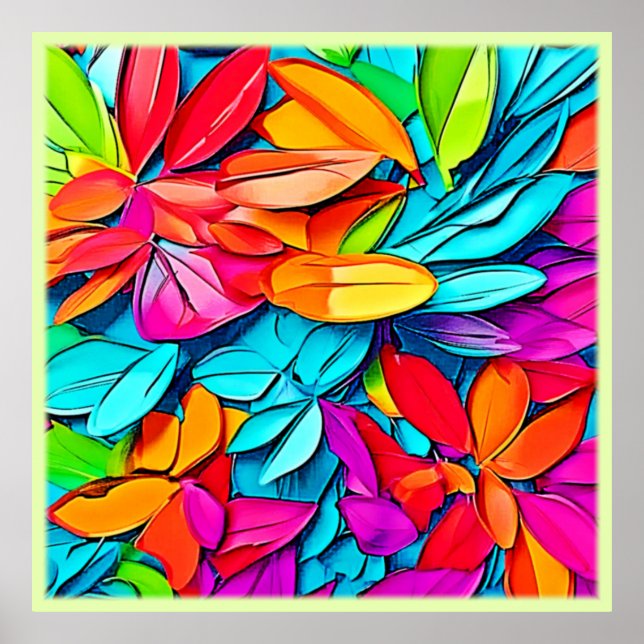 Vibrant Abstrakt Löv Art Poster (Framsidan)